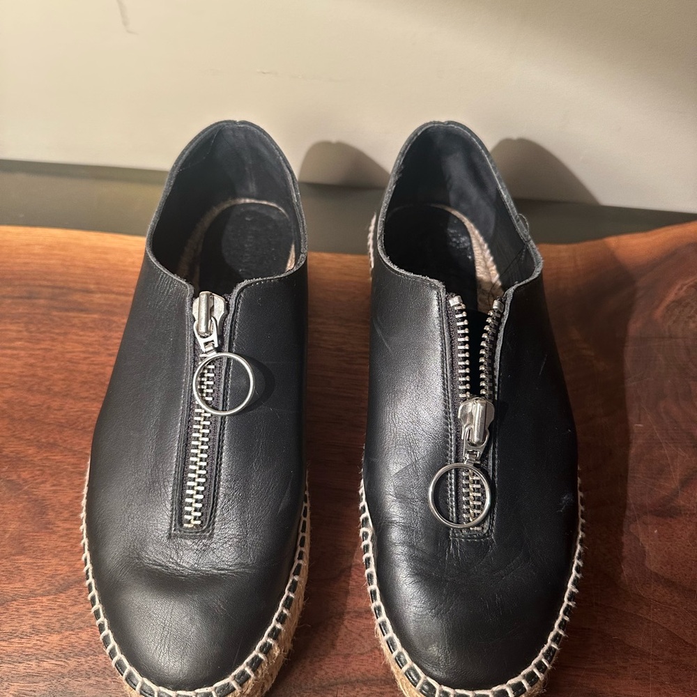 Alexander Wang Black Leather Espadrille Slip-Ons
